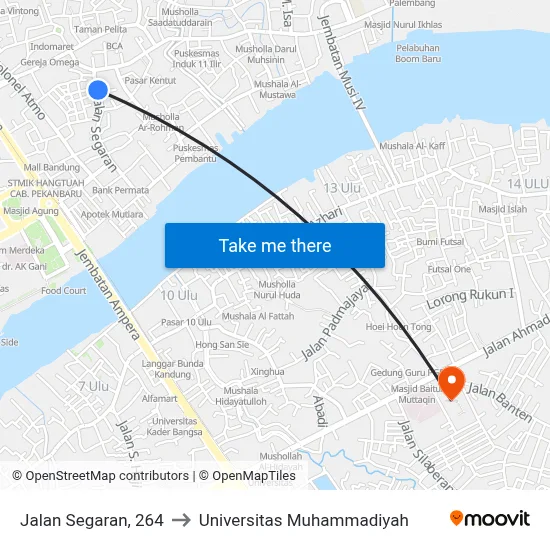 Jalan Segaran, 264 to Universitas Muhammadiyah map
