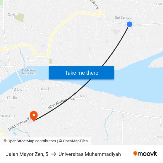 Jalan Mayor Zen, 5 to Universitas Muhammadiyah map