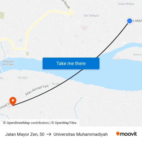 Jalan Mayor Zen, 50 to Universitas Muhammadiyah map