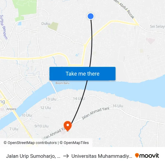 Jalan Urip Sumoharjo, 30 to Universitas Muhammadiyah map