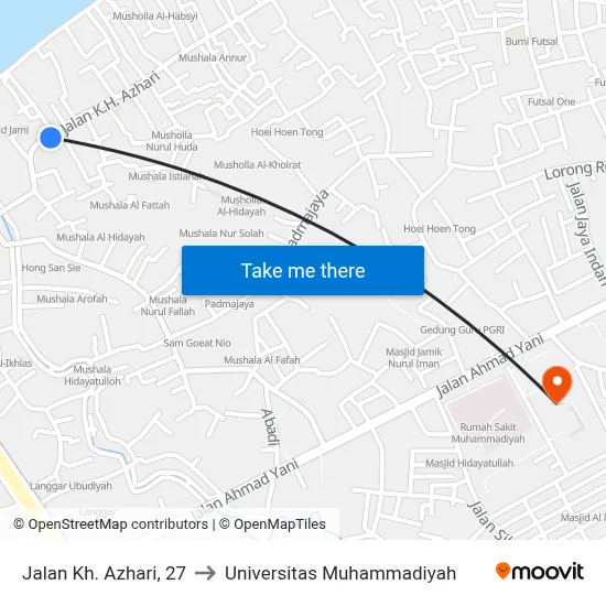 Jalan Kh. Azhari, 27 to Universitas Muhammadiyah map