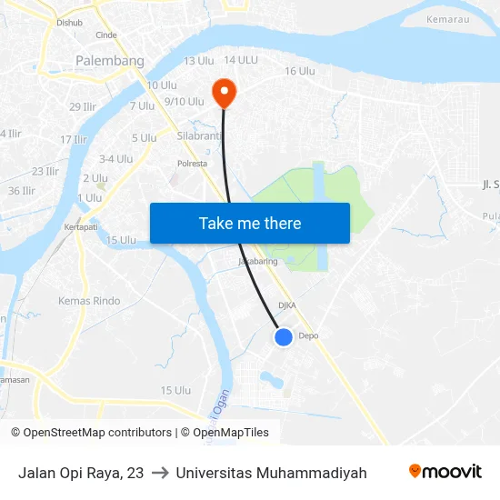 Jalan Opi Raya, 23 to Universitas Muhammadiyah map