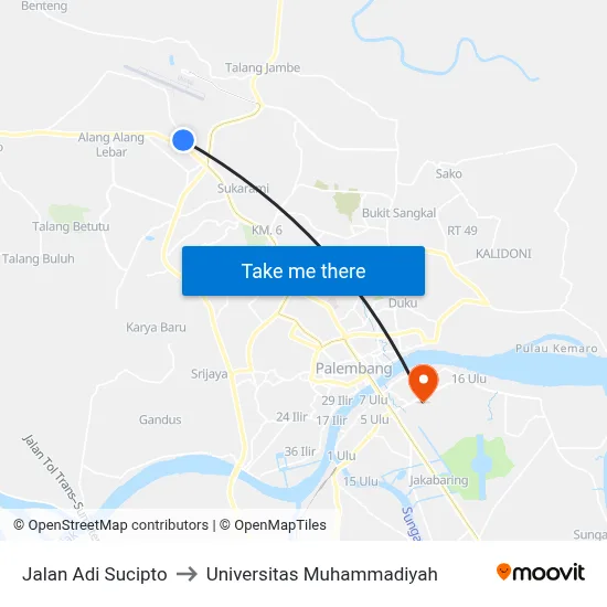 Jalan Adi Sucipto to Universitas Muhammadiyah map