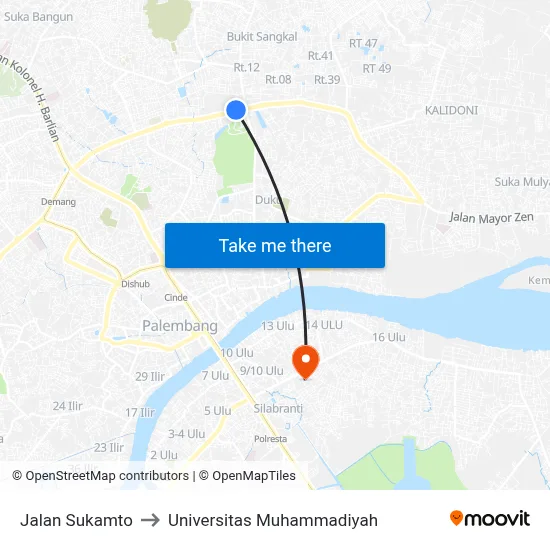 Jalan Sukamto to Universitas Muhammadiyah map