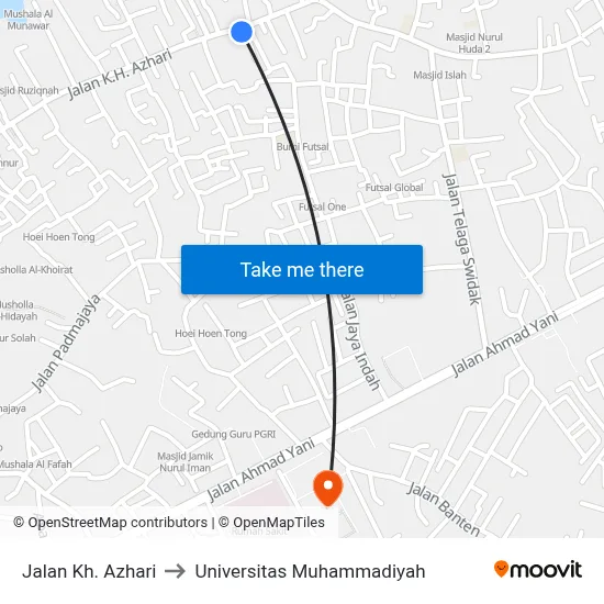 Jalan Kh. Azhari to Universitas Muhammadiyah map