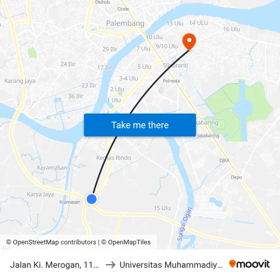 Jalan Ki. Merogan, 1144 to Universitas Muhammadiyah map