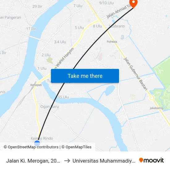 Jalan Ki. Merogan, 2026 to Universitas Muhammadiyah map