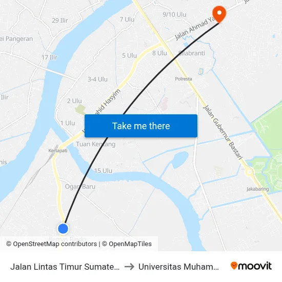 Jalan Lintas Timur Sumatera, 2273 to Universitas Muhammadiyah map