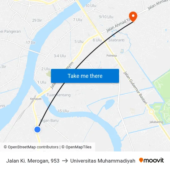 Jalan Ki. Merogan, 953 to Universitas Muhammadiyah map