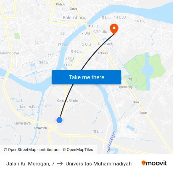 Jalan Ki. Merogan, 7 to Universitas Muhammadiyah map