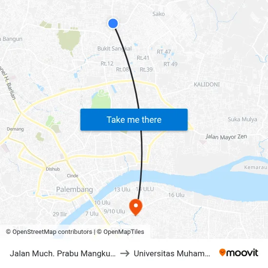 Jalan Much. Prabu Mangkunegara, 8 to Universitas Muhammadiyah map