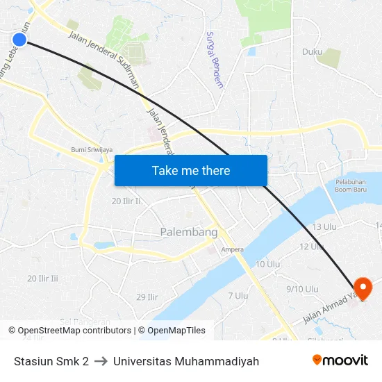 Stasiun Smk 2 to Universitas Muhammadiyah map