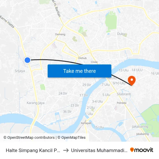 Halte Simpang Kancil Putih to Universitas Muhammadiyah map