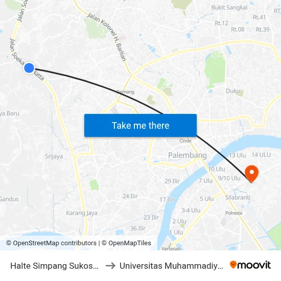 Halte Simpang Sukosari to Universitas Muhammadiyah map