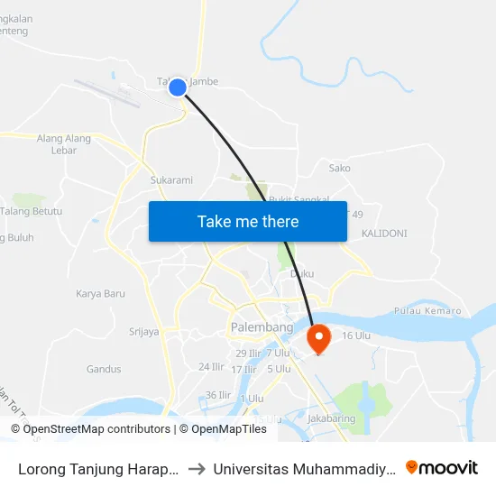 Lorong Tanjung Harapan to Universitas Muhammadiyah map