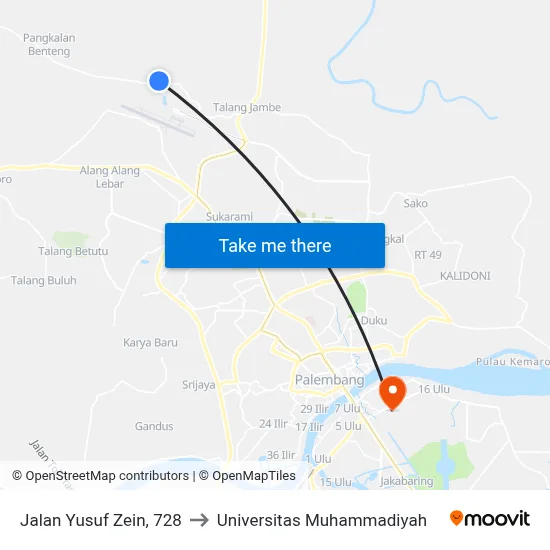 Jalan Yusuf Zein, 728 to Universitas Muhammadiyah map