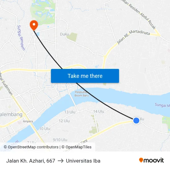 Jalan Kh. Azhari, 667 to Universitas Iba map