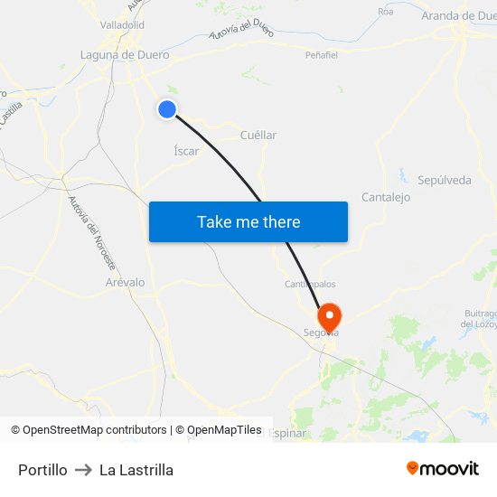 Portillo to La Lastrilla map