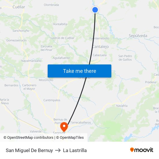 San Miguel De Bernuy to La Lastrilla map