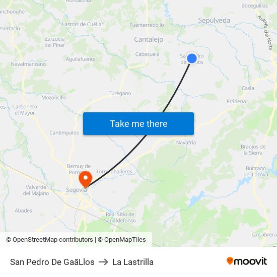 San Pedro De Gaã­Llos to La Lastrilla map