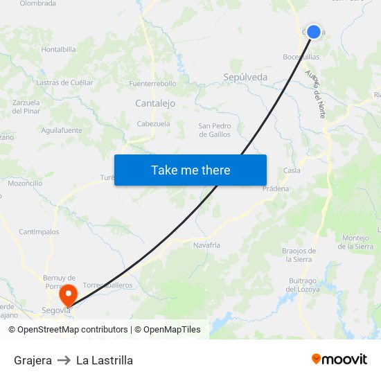 Grajera to La Lastrilla map