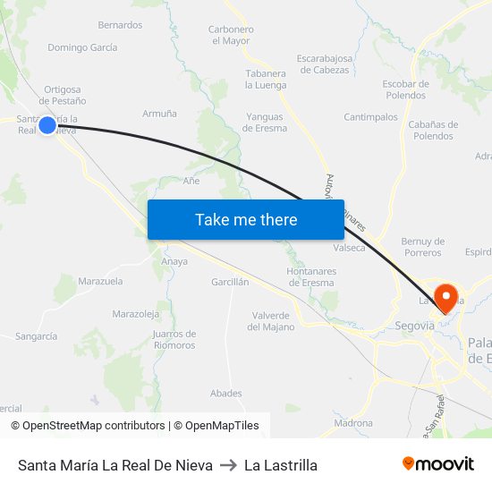 Santa María  La Real De Nieva to La Lastrilla map