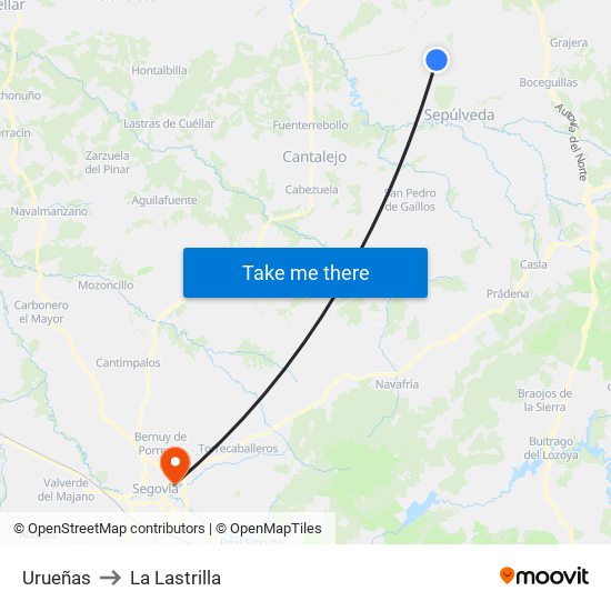 Urueñas to La Lastrilla map