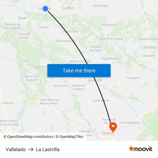 Vallelado to La Lastrilla map