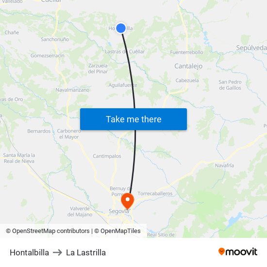 Hontalbilla to La Lastrilla map