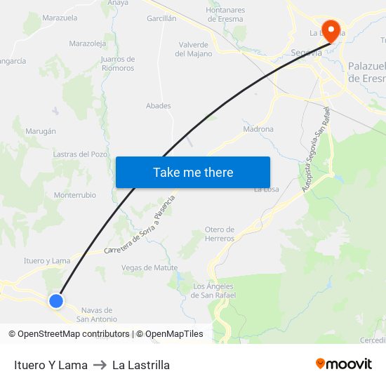 Ituero Y Lama to La Lastrilla map