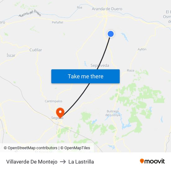 Villaverde De Montejo to La Lastrilla map