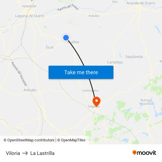 Viloria to La Lastrilla map