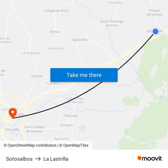 Sotosalbos to La Lastrilla map