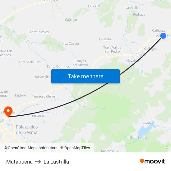 Matabuena to La Lastrilla map