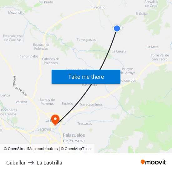Caballar to La Lastrilla map