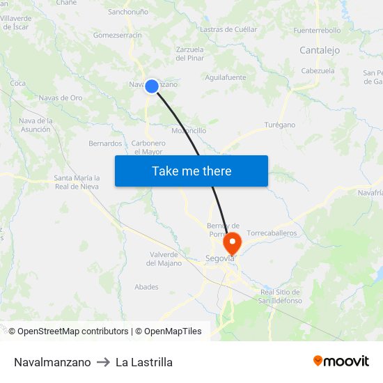 Navalmanzano to La Lastrilla map