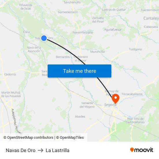 Navas De Oro to La Lastrilla map