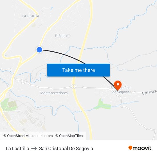 La Lastrilla to San Cristóbal De Segovia map
