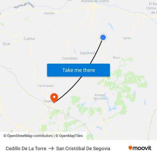 Cedillo De La Torre to San Cristóbal De Segovia map