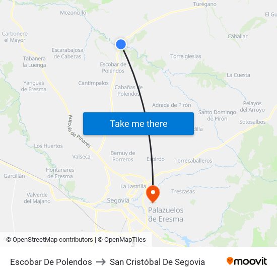 Escobar De Polendos to San Cristóbal De Segovia map