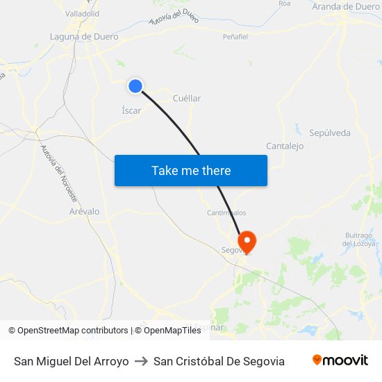San Miguel Del Arroyo to San Cristóbal De Segovia map