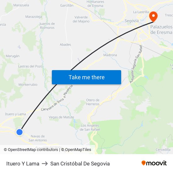 Ituero Y Lama to San Cristóbal De Segovia map