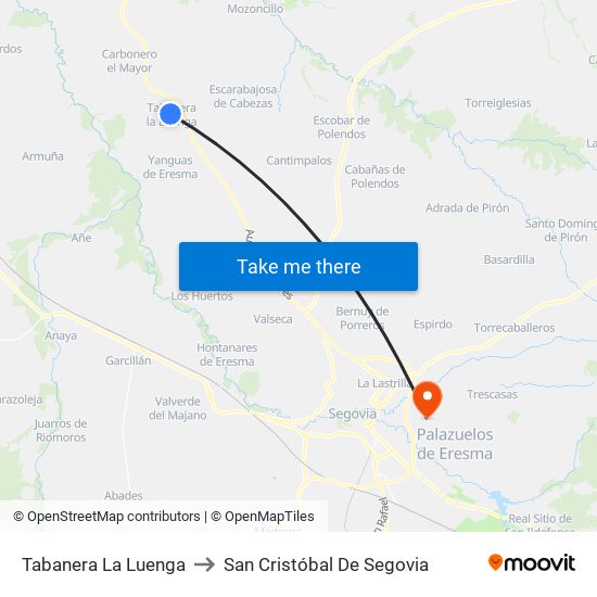 Tabanera La Luenga to San Cristóbal De Segovia map