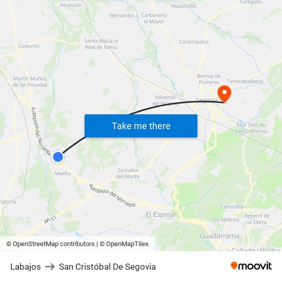 Labajos to San Cristóbal De Segovia map
