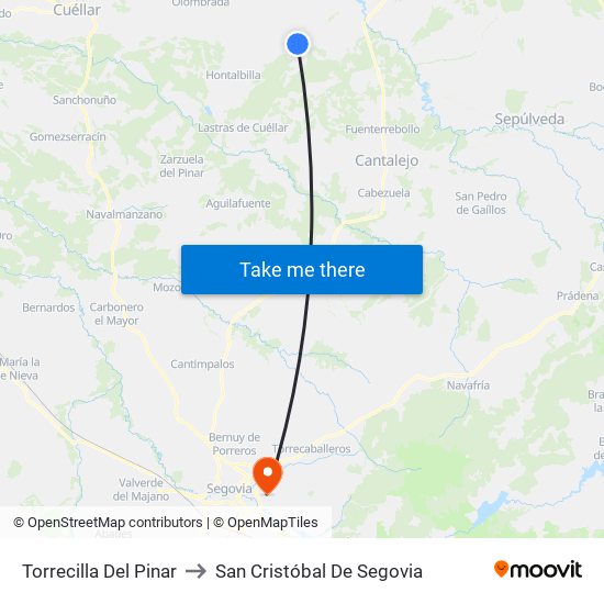 Torrecilla Del Pinar to San Cristóbal De Segovia map