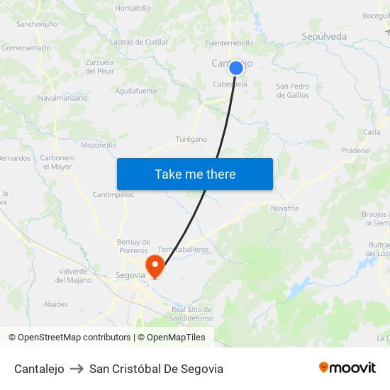 Cantalejo to San Cristóbal De Segovia map