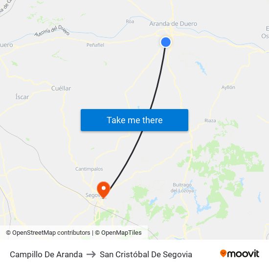 Campillo De Aranda to San Cristóbal De Segovia map