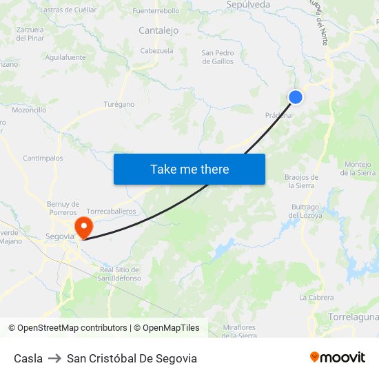 Casla to San Cristóbal De Segovia map