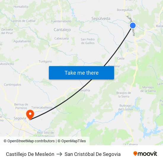 Castillejo De Mesleón to San Cristóbal De Segovia map