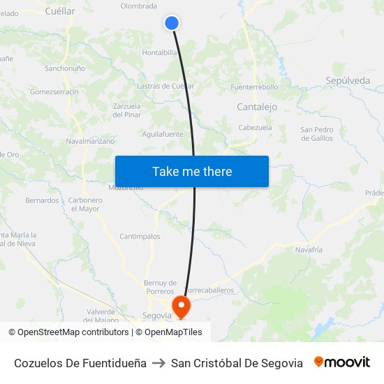 Cozuelos De Fuentidueña to San Cristóbal De Segovia map